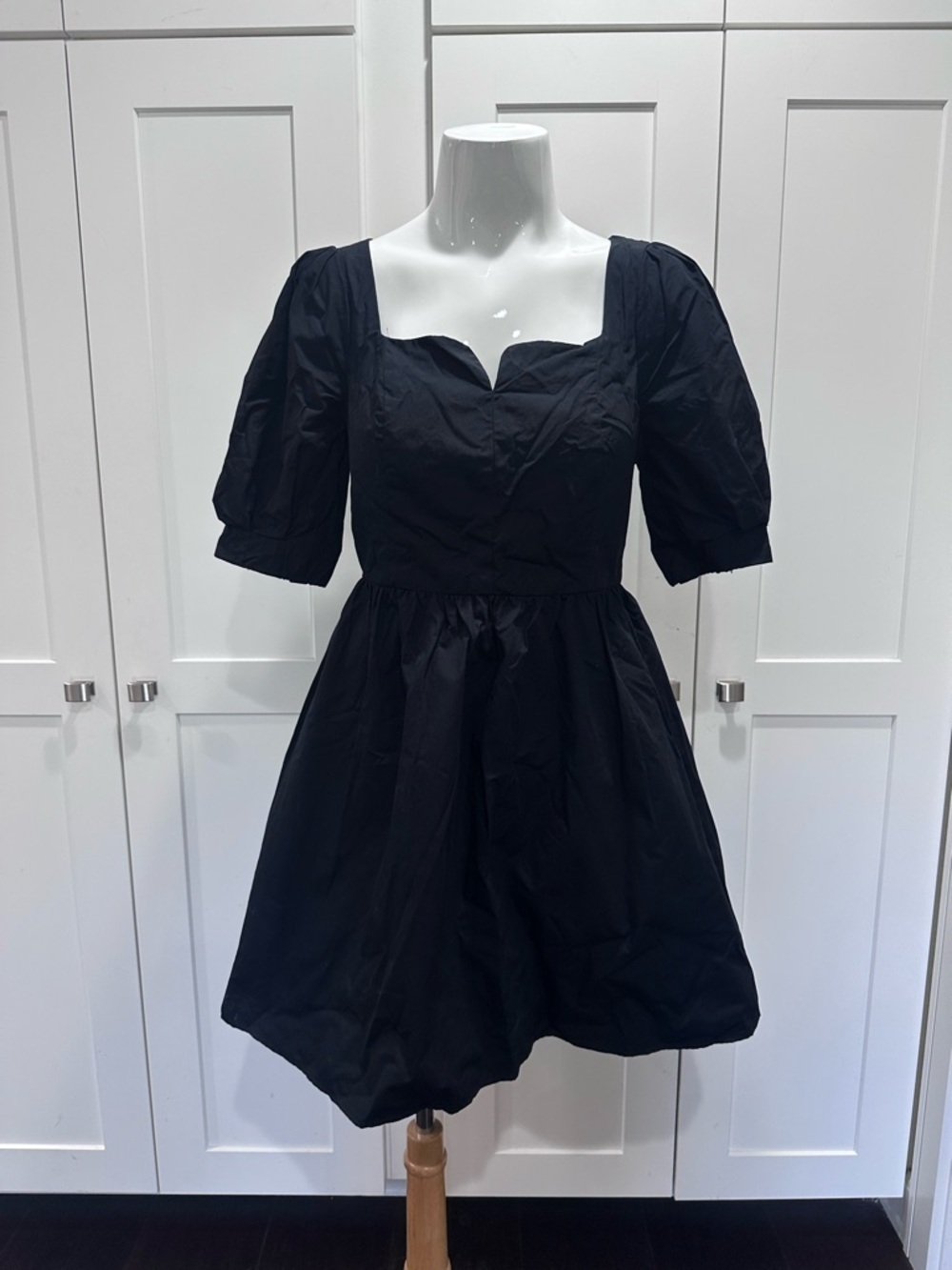 Madewell Poplin Puff-Sleeve Mini Dress Black - Picture 4 of 9